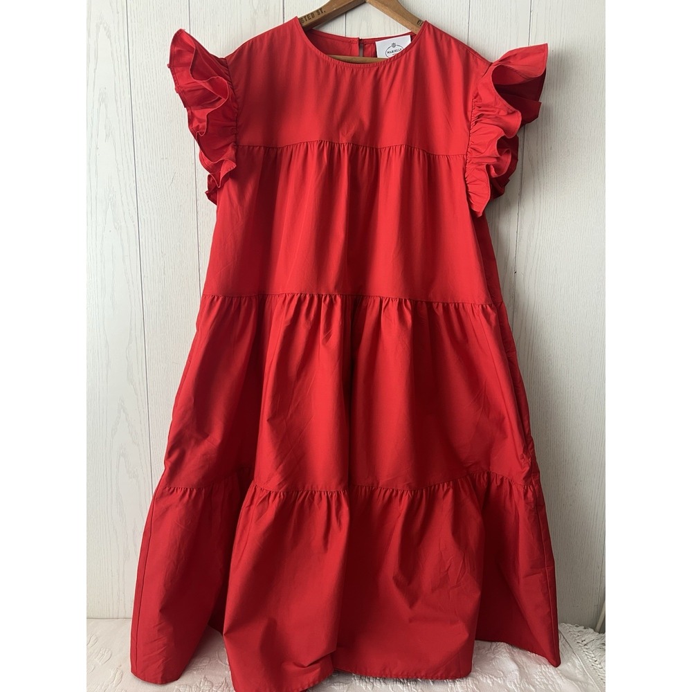 Marielle Almelo Caro Red Dress Egyptian Cotton One Size Stokkelaar MSRP $179